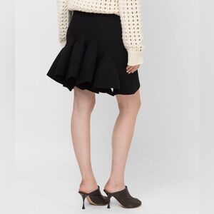 Bottega Veneta Black Knit Ruffle Skirt